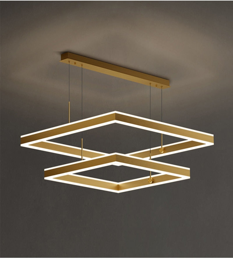 AstraLuxe LED Chandelier – Polished Gold Black Finish