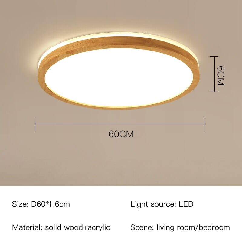 Wood ceiling light warm ambient glow view