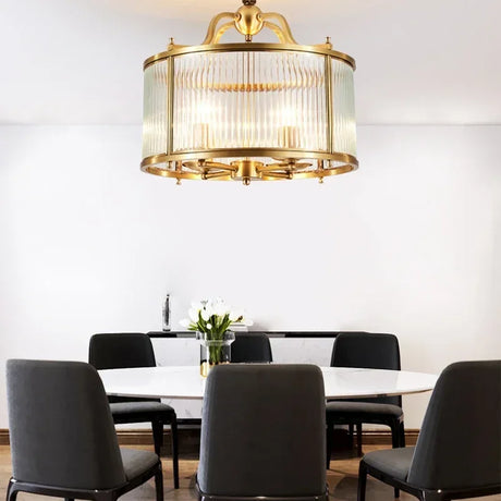 Gold Chandelier Semiflush Mount Six Light Design