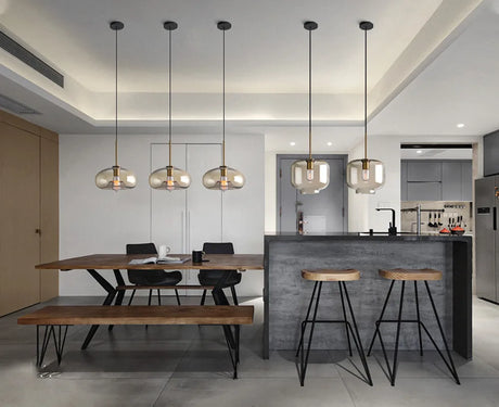 Glass pendant lamp detail of finish