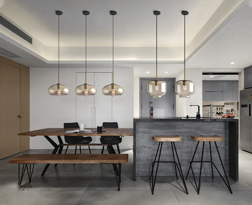 Glass pendant lamp detail of finish