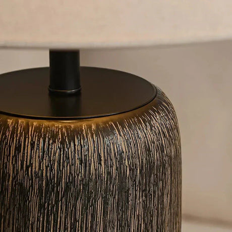 Ceramic and metal table lamp for bedroom