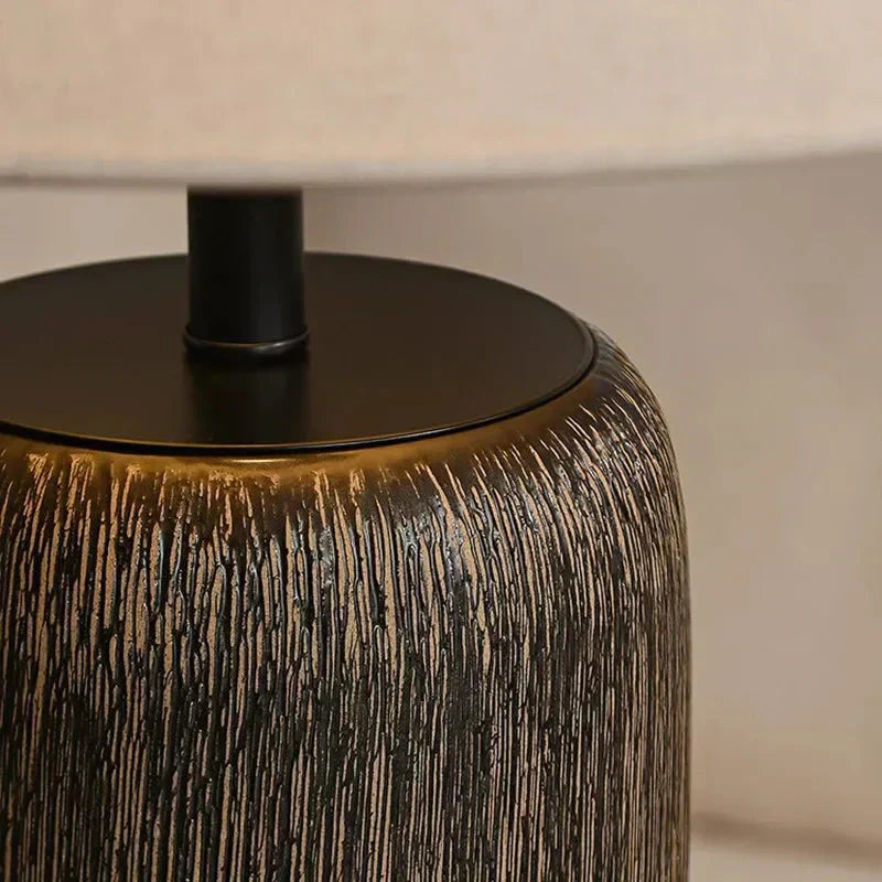 Ceramic and metal table lamp for bedroom