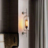 Metal and glass wall lamp for hallway ambient glow