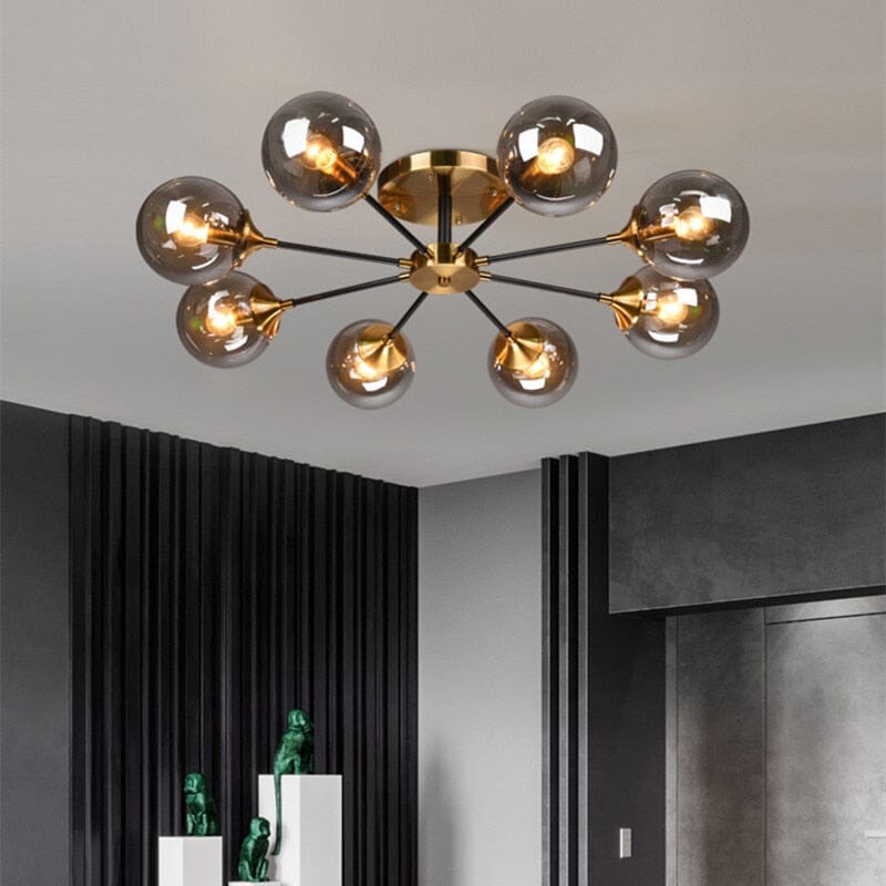 Jade Glass Globe Chandelier with Chrome Finish for Dining Room