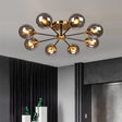 Jade Glass Globe Chandelier with Chrome Finish for Dining Room