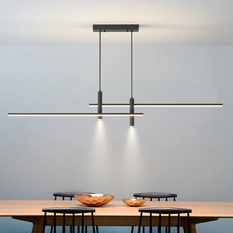 Linear Pendant Light - Black Aluminum Nordic Slim Design | OroDwell