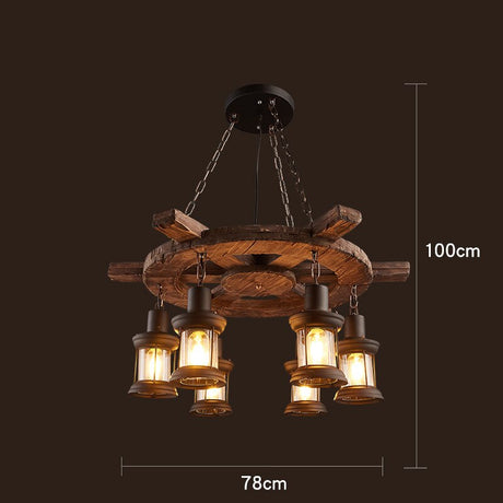 Industrial Wood Ceiling Light for Modern Rustic Homes