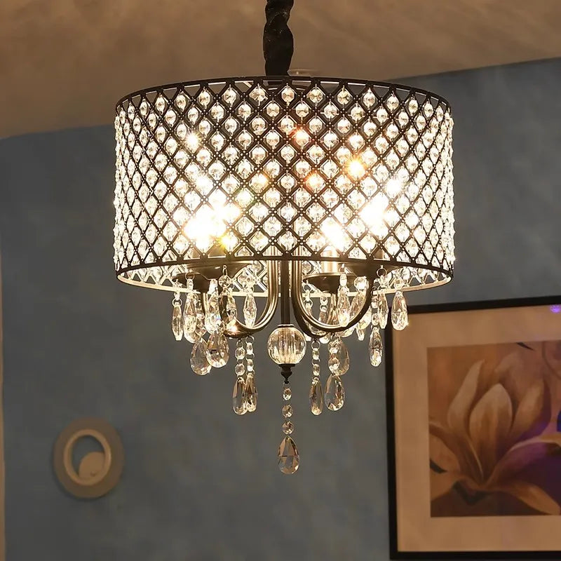 Black Crystal Chandelier LED Soft Ambient Glow