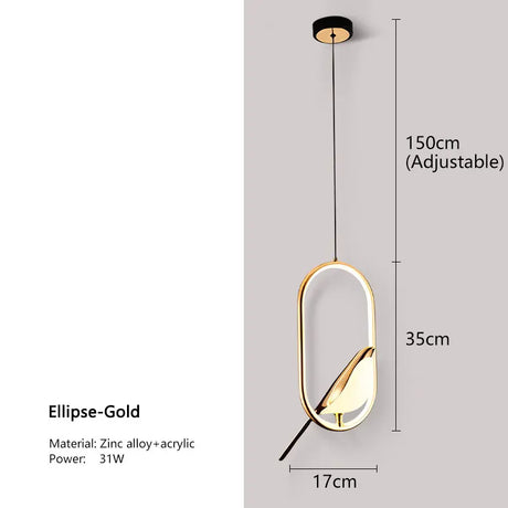 nordic magpie bird pendant light fixture