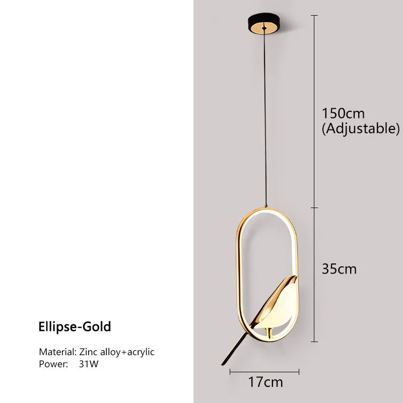 nordic magpie bird pendant light fixture