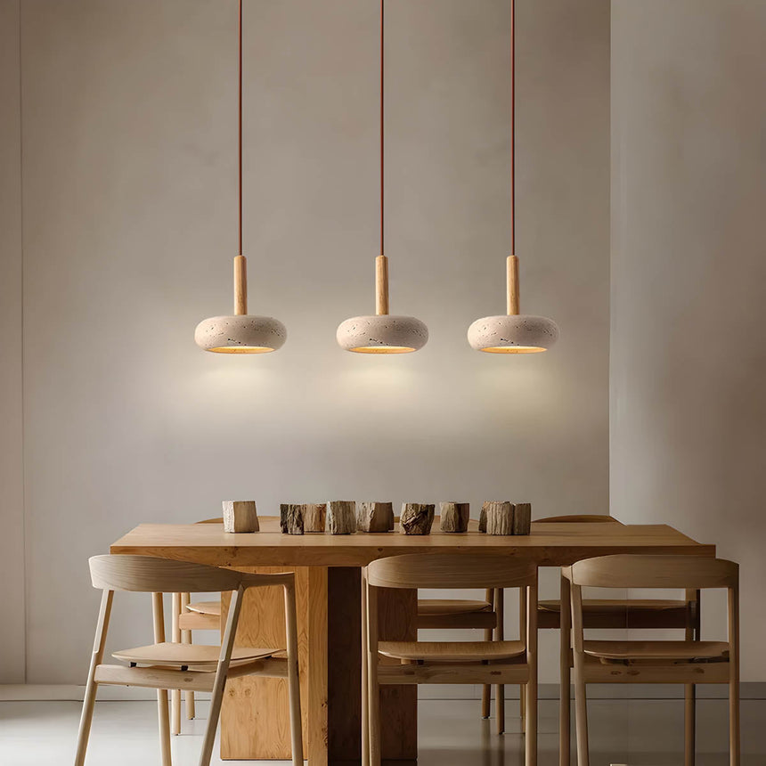 Warm Neutral Glow Travertine Pendant Light - OroDwell