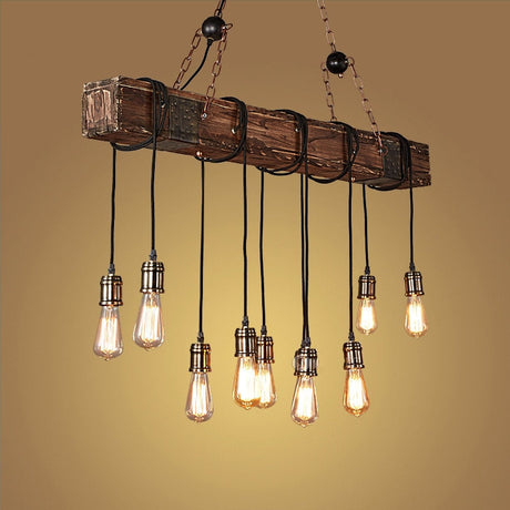 Industrial Wood LED Ceiling Light for Sitting Room