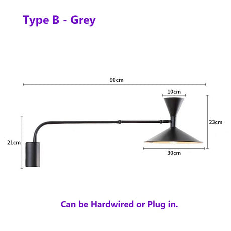 frosted glass shade wall lamp - dimensions reference