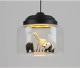 Animal Motif Pendant Light with Resin Figures