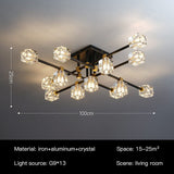 Modern Black Chandelier with Gold Edge Crystal