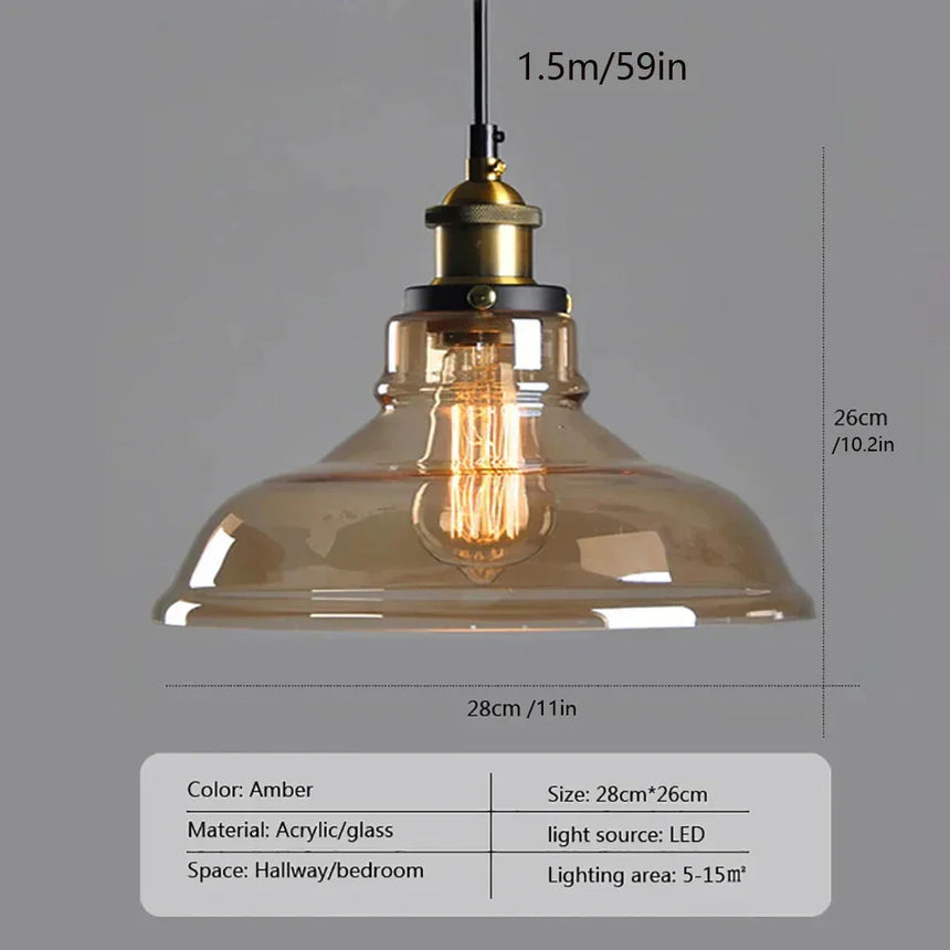 Retro Glass Pendant Light Additional Angle