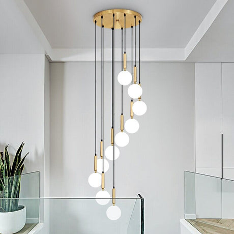 Glass Chandelier LED Orb Design for Foyer