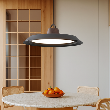 White wood pendant light adjustable height for dining