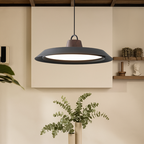 Liora Nordic wood-accent pendant close-up detail