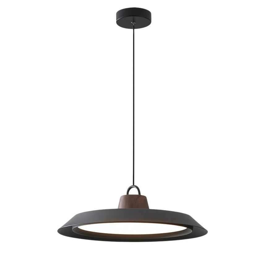Wood and metal pendant light dimensions view