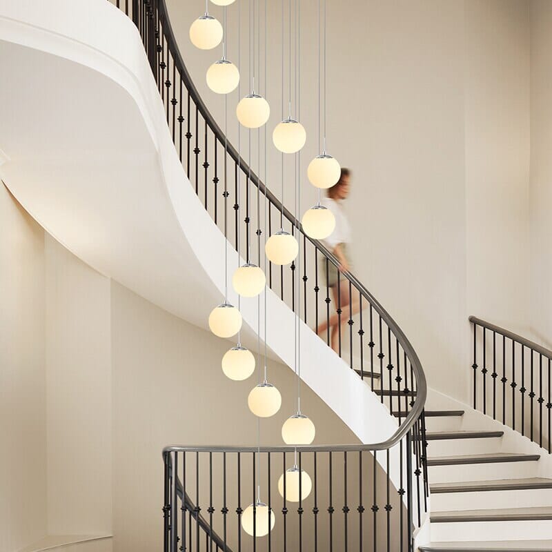 Orb Chandelier Warm Glow Pendant Light for Staircases