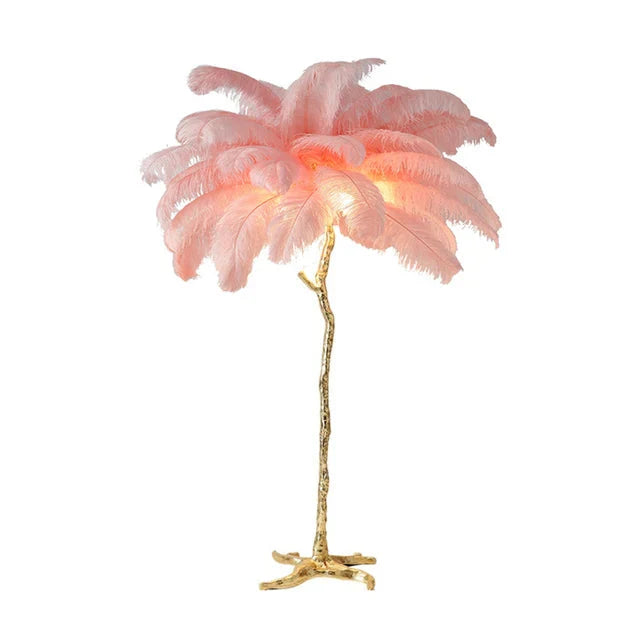 Ostrich Feather Floor Lamp for Hallway Decor