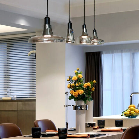 Glass Pendant Light Installed Above Seating Area