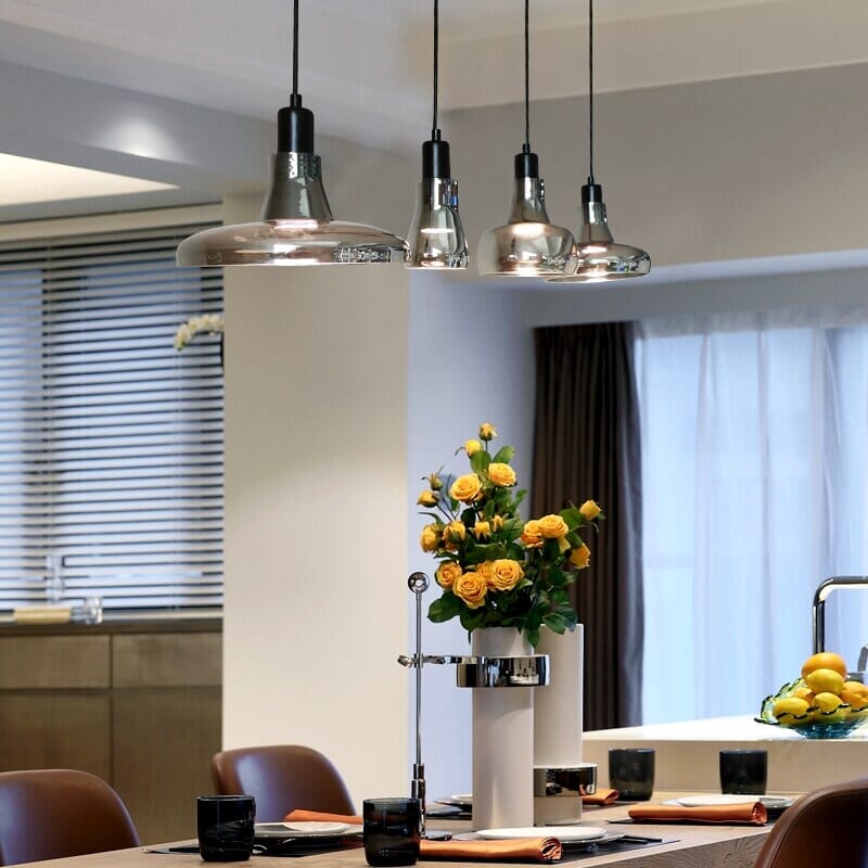 Glass Pendant Light Installed Above Seating Area