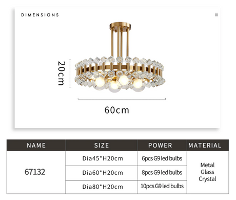 Lumira Colorful Crystal Chandelier Full Fixture View - OpalDwell