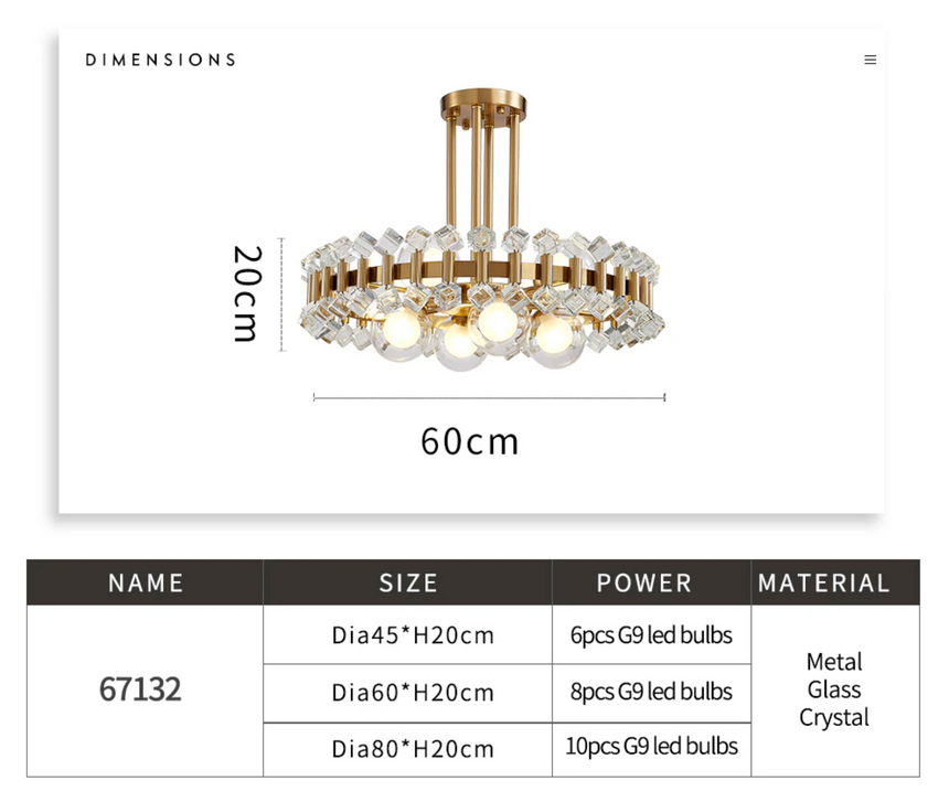 Lumira Colorful Crystal Chandelier Full Fixture View - OpalDwell