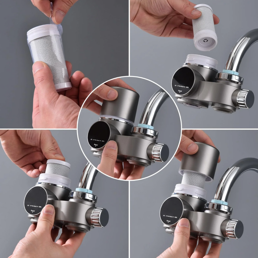 Led faucet water filter for modern kitchen decor
