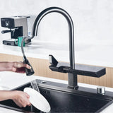 Digital Kitchen Faucet Dual Spout Brass