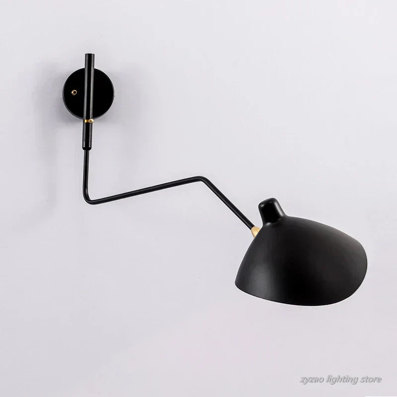 Adjustable black wall sconce for reading