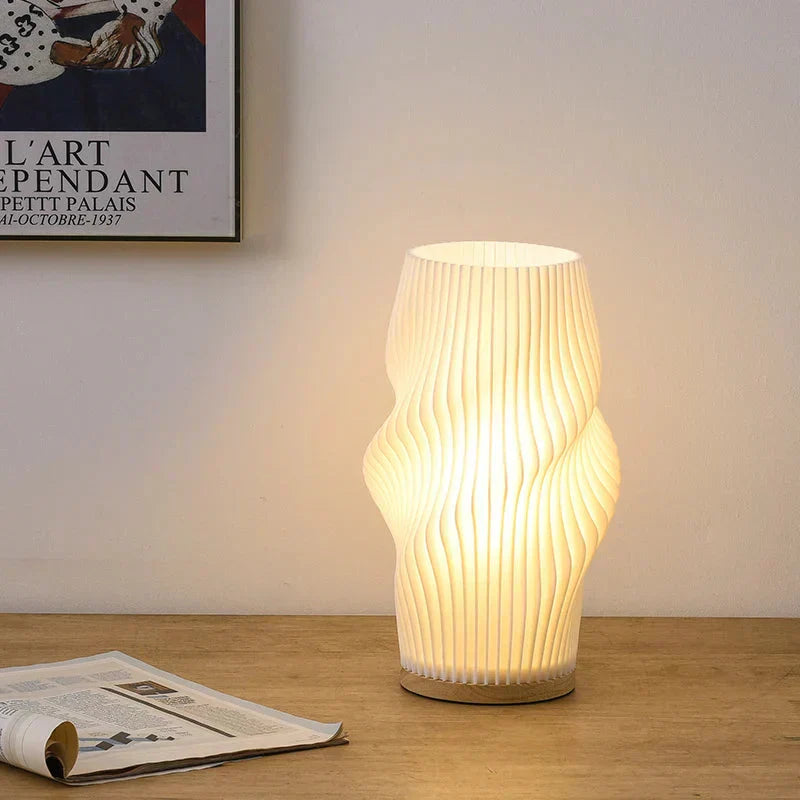 Ceramic table lamp with warm LED ambient glow for living room decor
