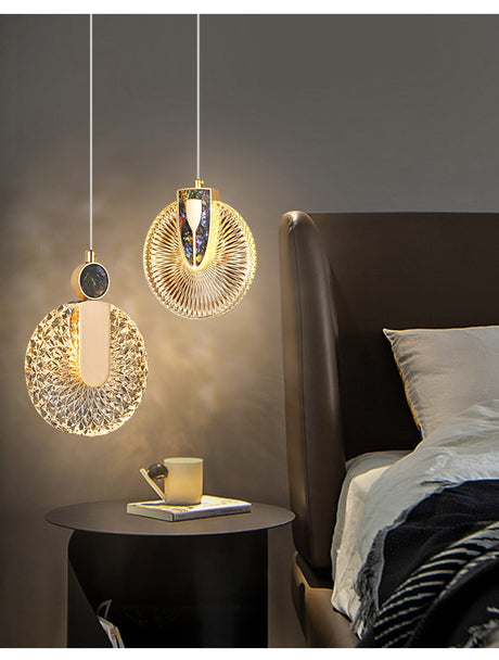 Gold Pendant Light Hard-Wearing Crystal Shade Close-Up - OpalDwell