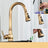 Antique brass swivel kitchen faucet for small kitchen spaces