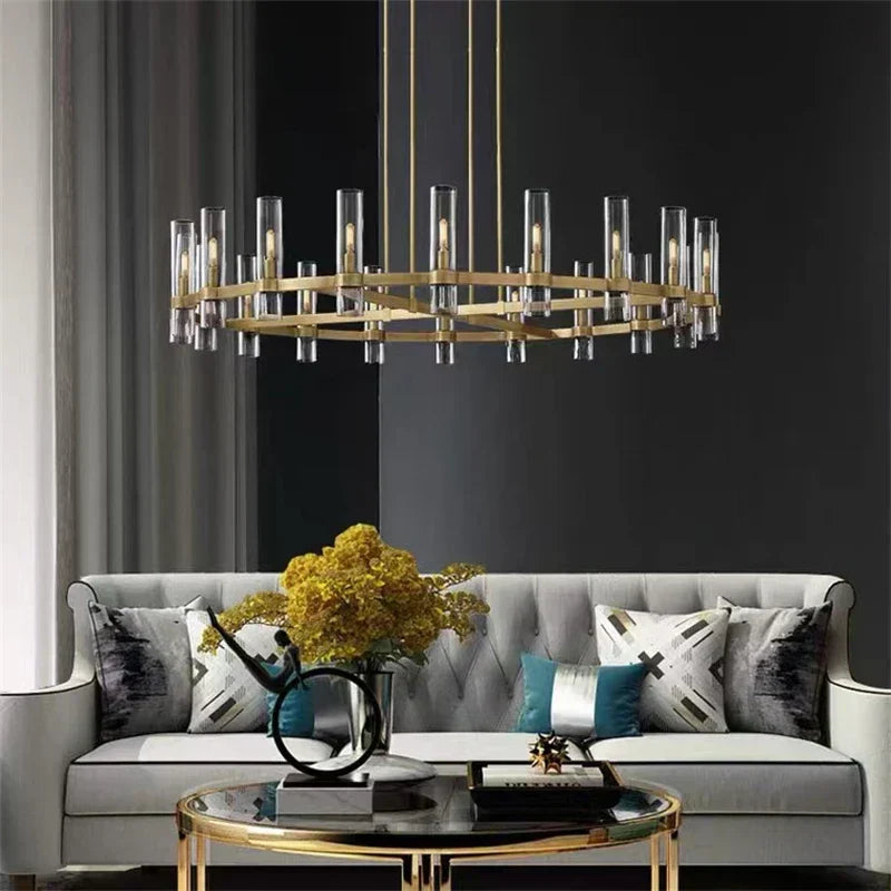 Farmhouse Glass Chandelier for Dining Room