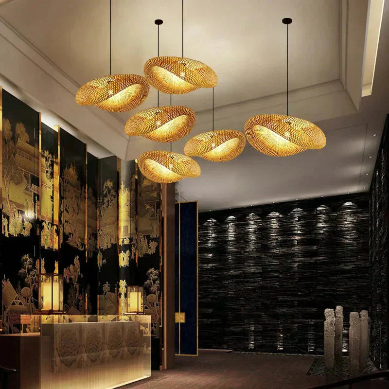 Bamboo chandelier for boho dining room