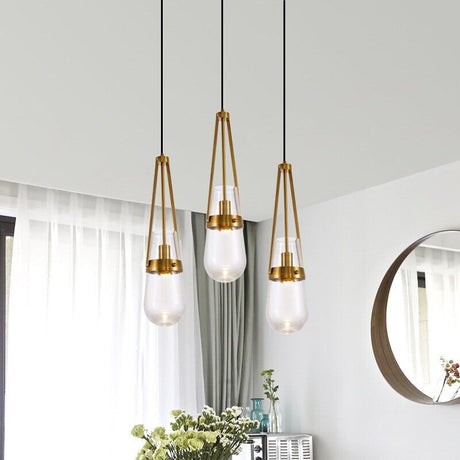 Brass Pendant Light Adjustable Height Design