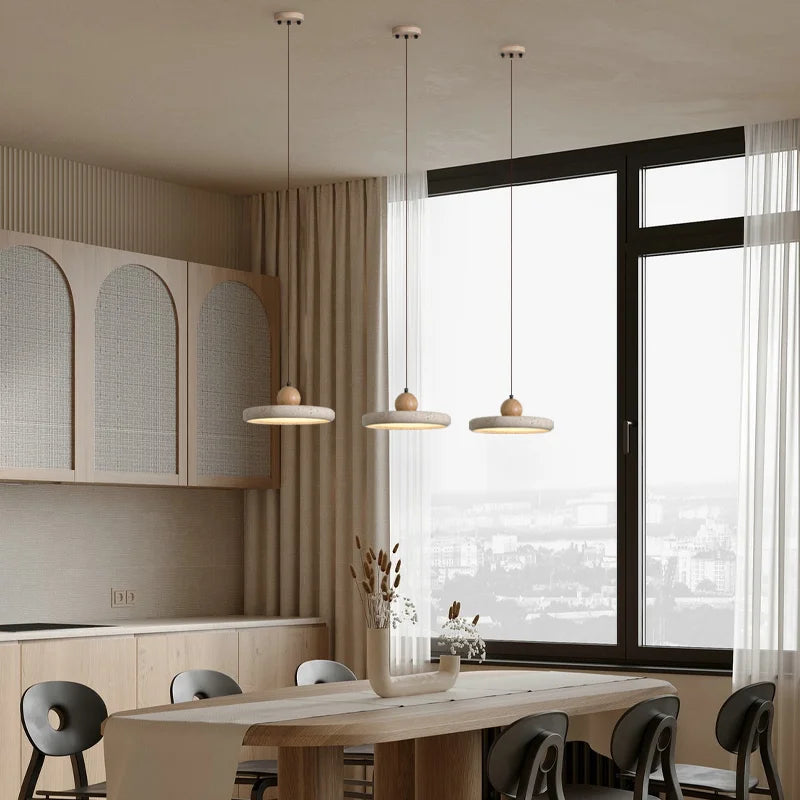 Stone pendant lamp adjustable hanging wire detail