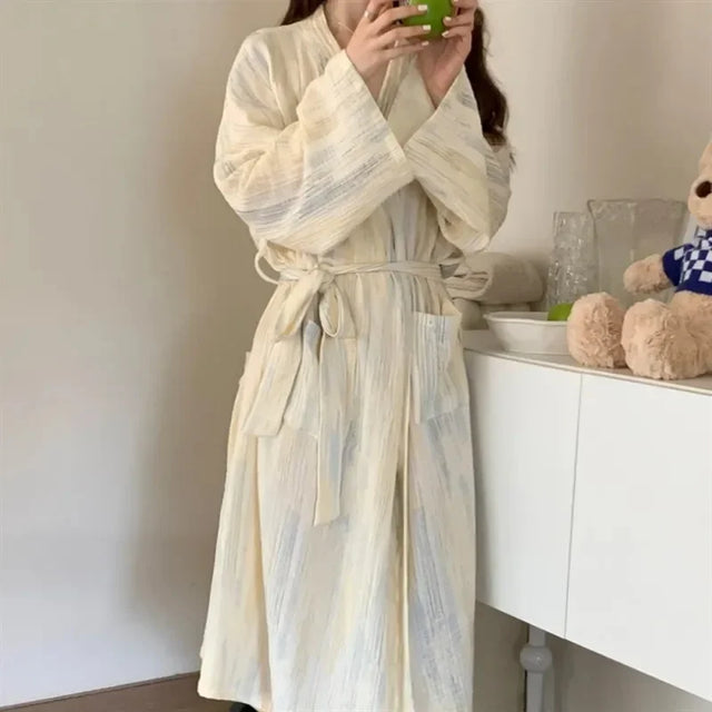 Fabric Bathrobe Kimono-Inspired Design for Home and Spa