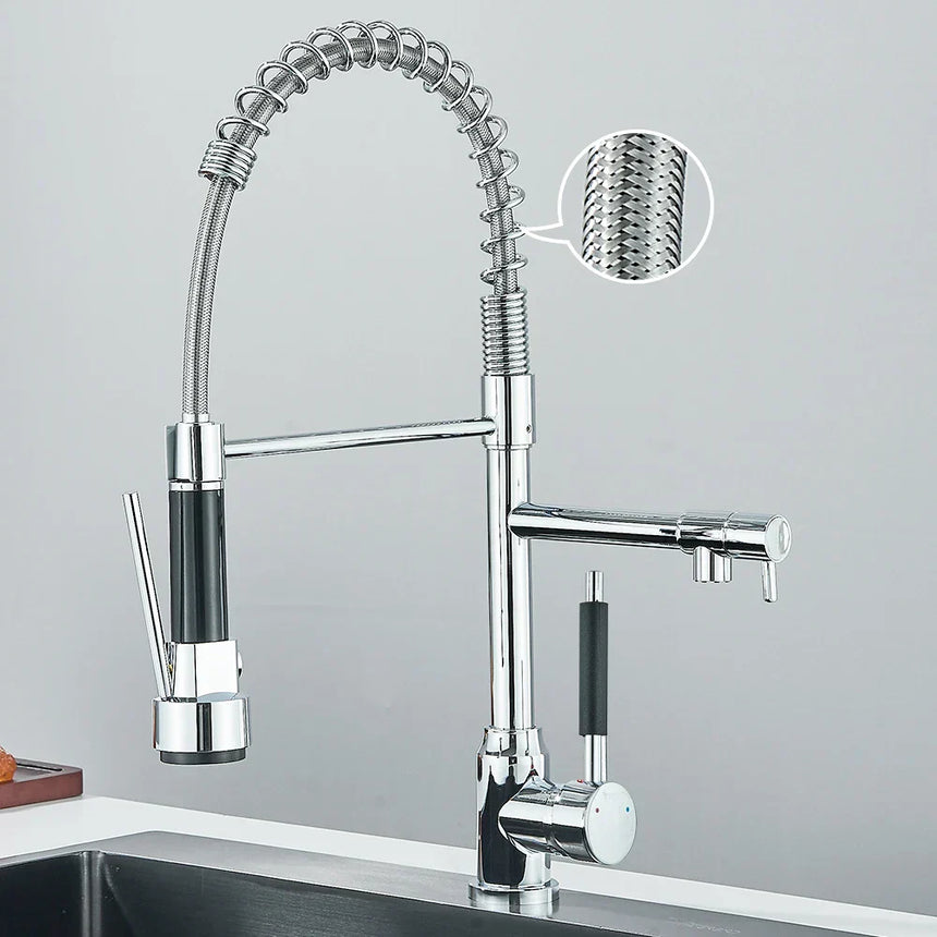 FluxSpout Dual Kitchen Mixer Tap single lever control - OpalDwell