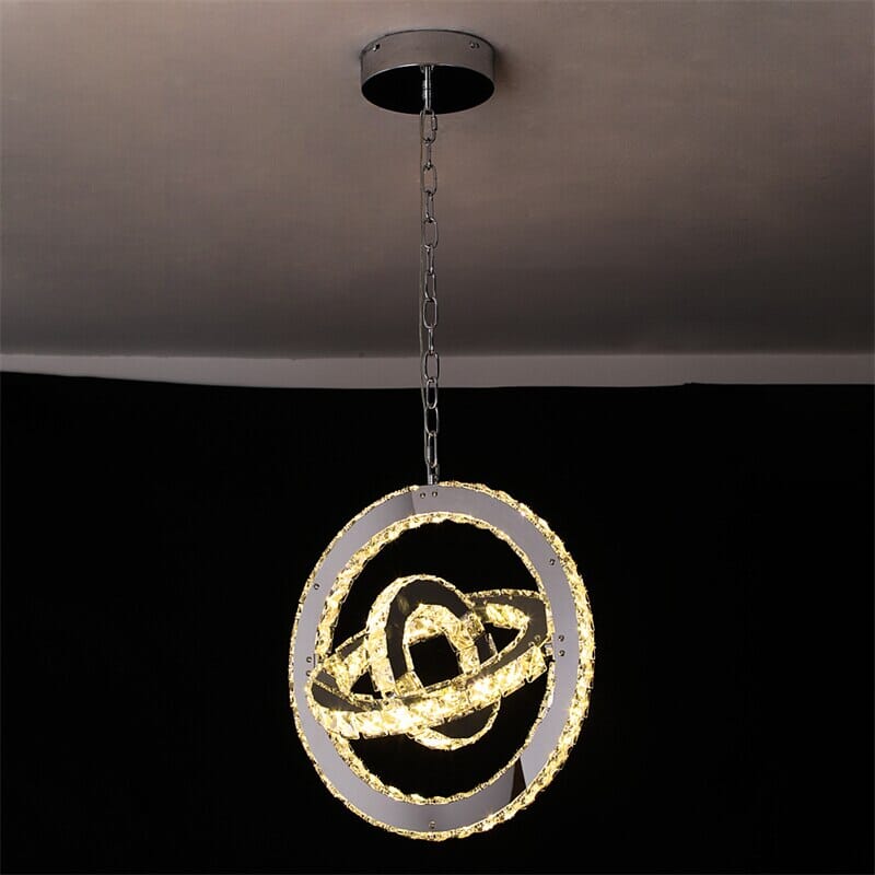 Modern crystal ring chandelier styled interior view