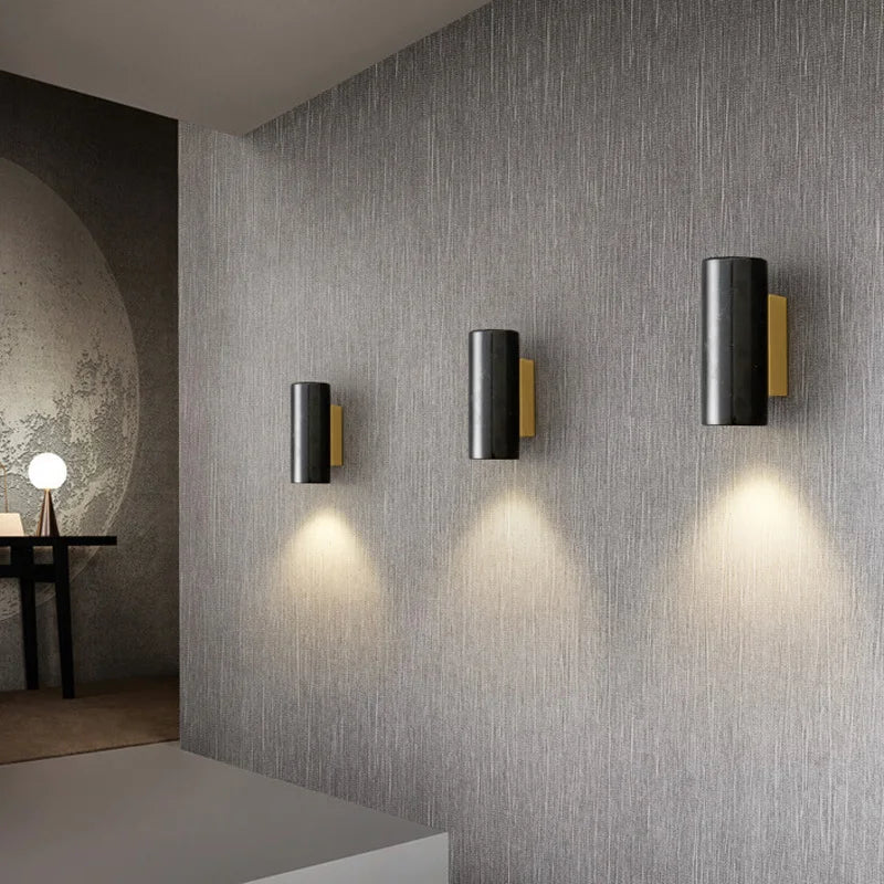 Wall sconce mounted above nightstand