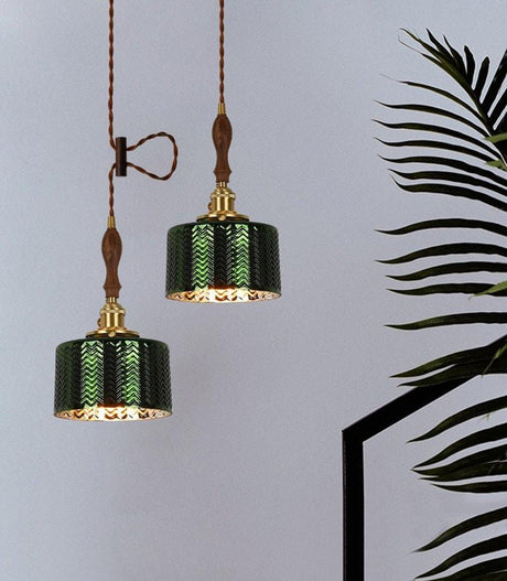 Brass Pendant Light LED Cylinder Design for Dining Room