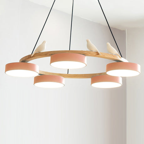 AeroNest Bird Round Chandelier | Multi-Material Fusion - OpalDwell