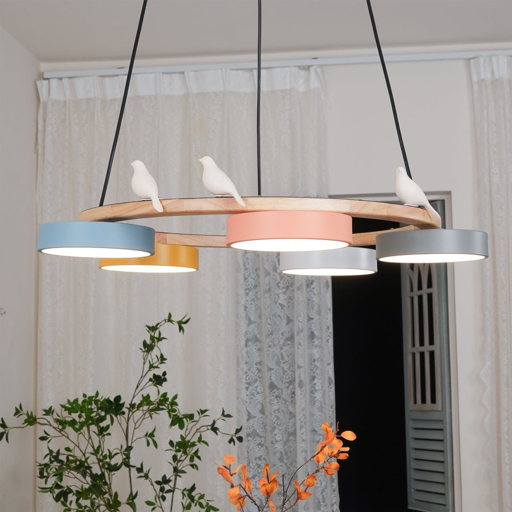 Metal Chandelier Bird Inspired Silhouette