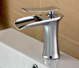 Brass waterfall bathroom faucet for contemporary home interiors