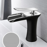 Brass waterfall bathroom faucet - chrome finish spout